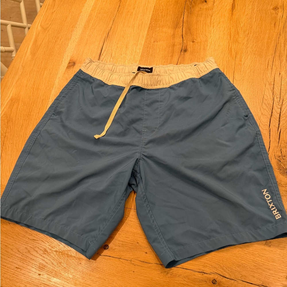 Brixton Blue Swim Trunks with Cream Waistband